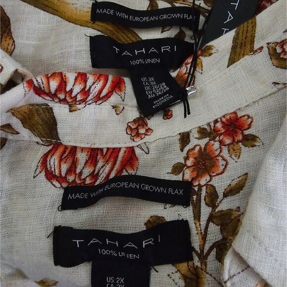Tahari Linen Beige and Red Boho Floral Tunic Plus Size 2X 3X New! - Picture 12 of 12